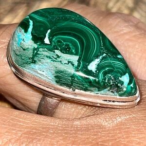 Green Malachite Ring 8 1/4